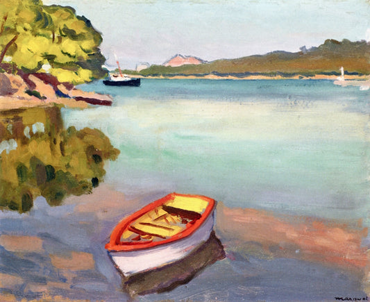 Boat, Porquerolles, vintage artwork by Albert Marquet, 12x8" (A4) Poster