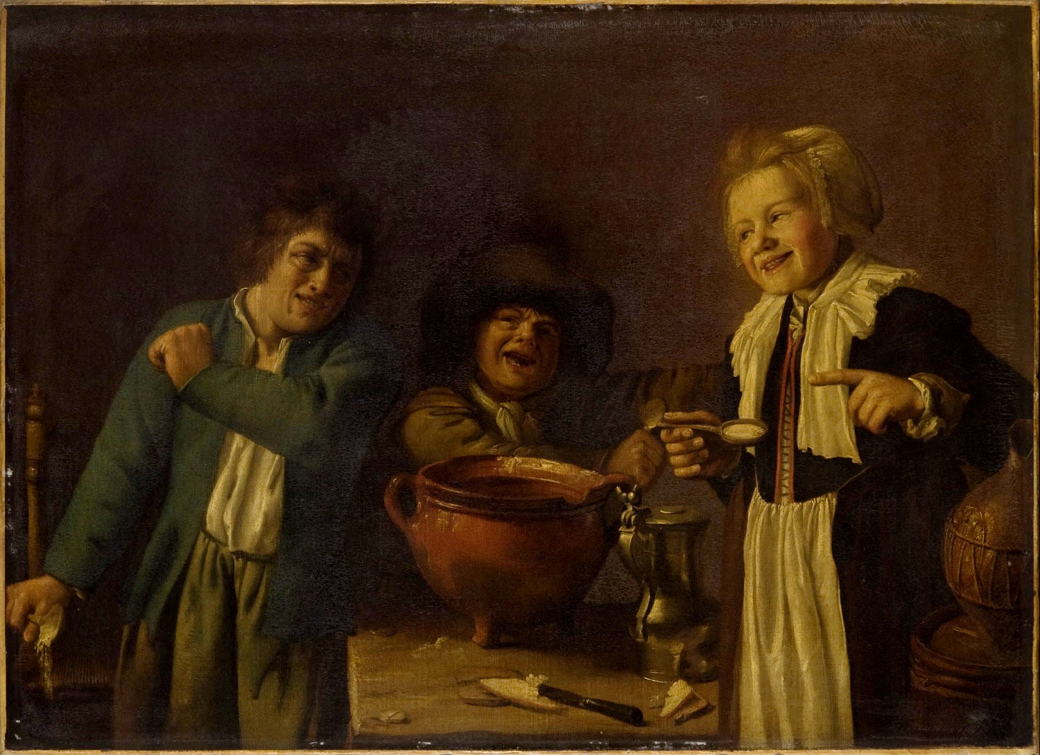 Quarrelling Children, vintage artwork by Jan Miense Molenaer, 12x8" (A4) Poster