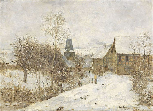 Oberweimar in Winter, vintage artwork by Paul Baum, 12x8" (A4) Poster