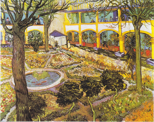 Courtyard of the Hospital in Arles, vintage artwork by Vincent van Gogh, 12x8" (A4) Poster
