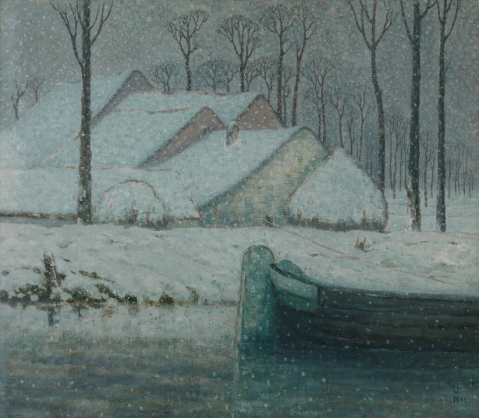 Barge in the Snow by William Degouve de Nuncques,A3(16x12")Poster
