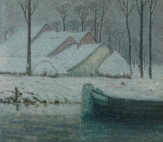 Barge in the Snow by William Degouve de Nuncques,A3(16x12")Poster