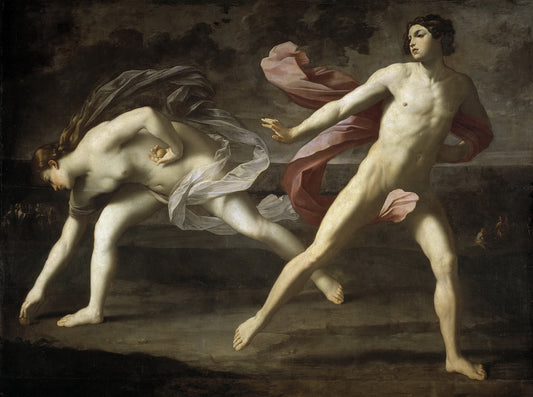 Hippomenes and Atalanta, vintage artwork by Guido Reni, 12x8" (A4) Poster