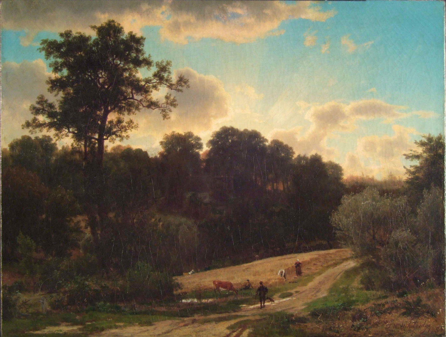 Landscape of Wheat Harvest, vintage artwork by Thomas Worthington Whittredge, 12x8" (A4) Poster