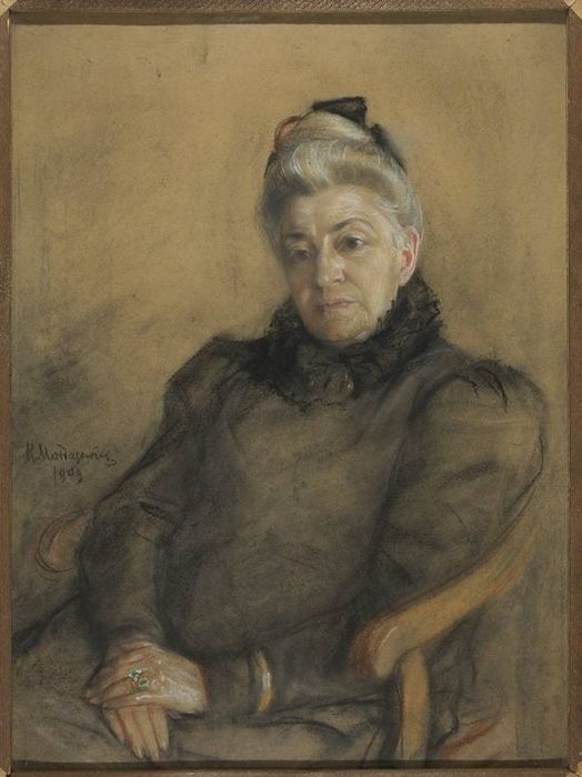 Portrait of Eliza Orzeszkowa, vintage artwork by Kazimierz Mordasewicz, 12x8" (A4) Poster