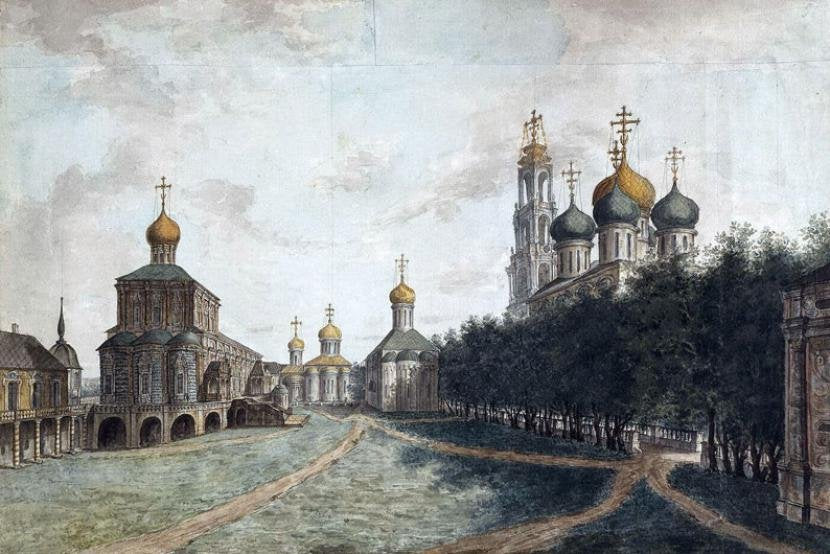 The Monastery of Trinity and St. Sergius, vintage artwork by Fedor Yakovlevich Alekseev, 12x8" (A4) Poster