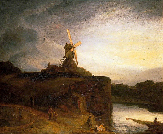 The Mill (after Rembrandt van Rijn), vintage artwork by Attributed to John Crome, 12x8" (A4) Poster