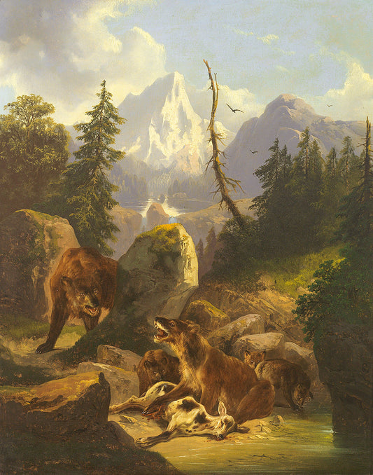 The Embattled Prey, vintage artwork by Friedrich Gauermann, A3 (16x12") Poster Print
