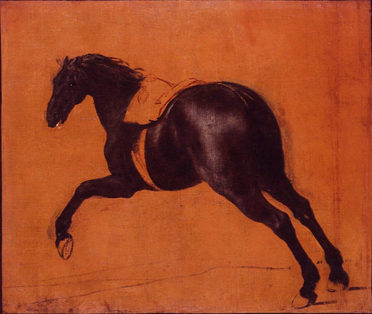 Black horse galloping, vintage artwork by Adam Frans van der Meulen, 12x8" (A4) Poster