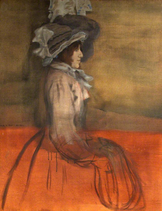 Portrait of an Unknown Lady in a Hat, vintage artwork by Sir William Rothenstein, 12x8" (A4) Poster