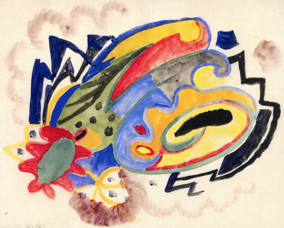 Abstract Pattern I, vintage artwork by August Macke, 12x8" (A4) Poster