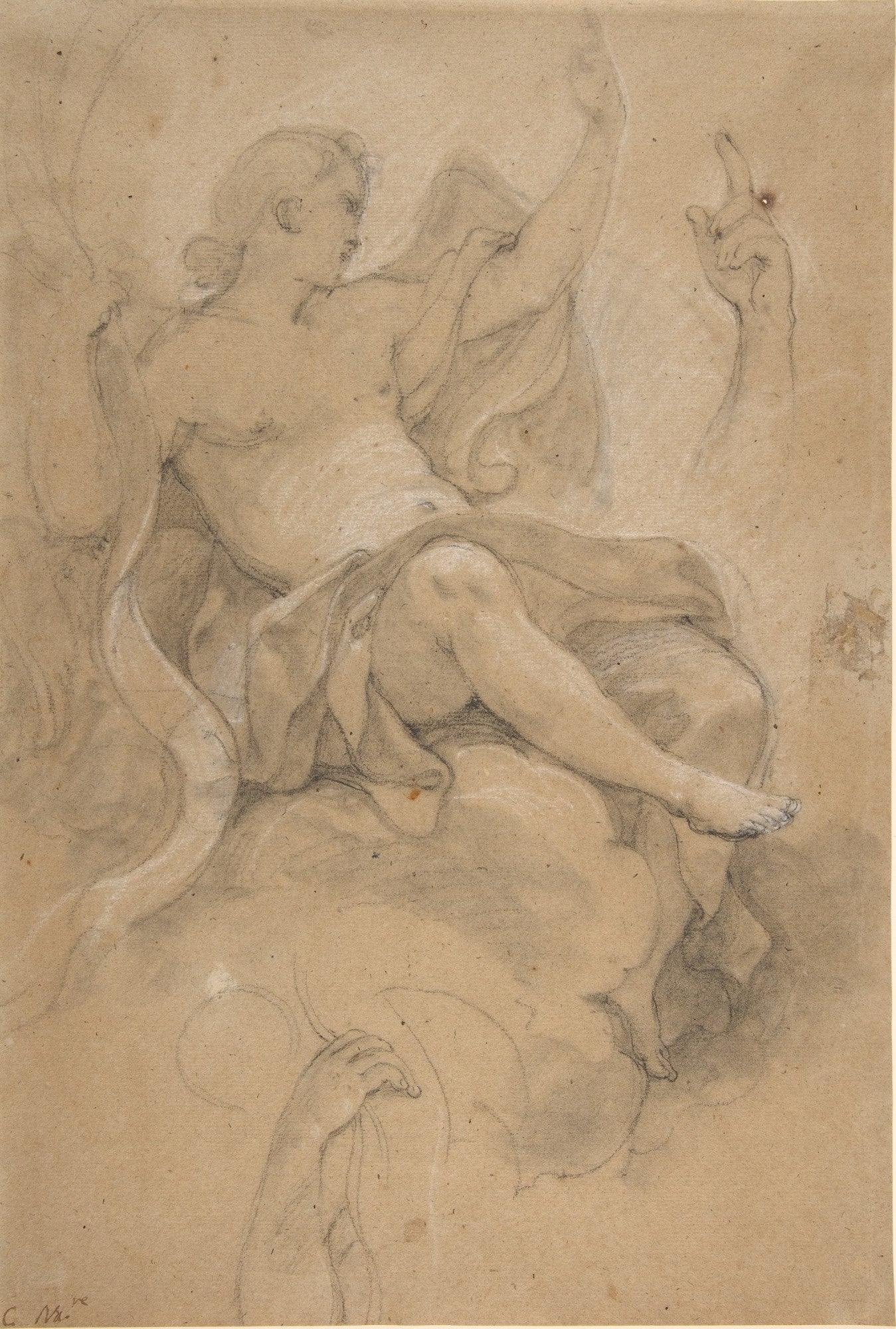 Angel Holding a Banderole, vintage artwork by Charles-Joseph Natoire, 12x8" (A4) Poster