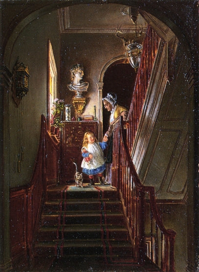 Descending the Stairs, vintage artwork by Edward Lamson Henry, 12x8" (A4) Poster