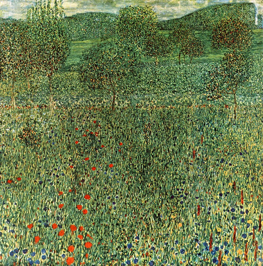 Blooming Field, vintage artwork by Gustav Klimt, 12x8" (A4) Poster