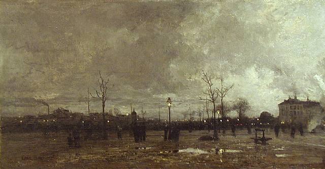 The Place Animee at Sunset, vintage artwork by Luigi Loir, 12x8" (A4) Poster