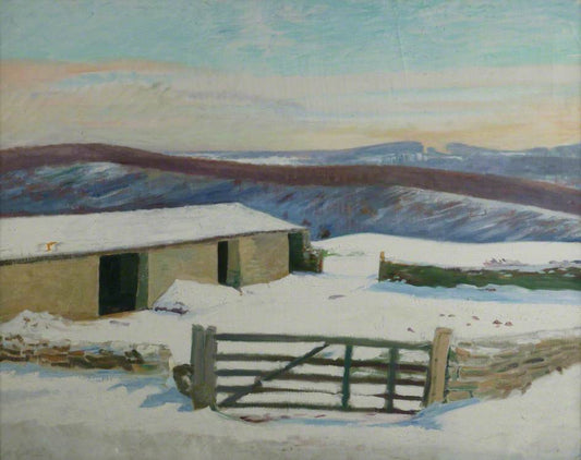 Iles' Farm, Winter, vintage artwork by Sir William Rothenstein, 12x8" (A4) Poster