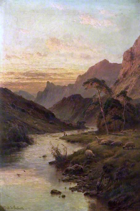 River Foyers at Abertarff, Invernesshire, vintage artwork by Alfred de Breanski, Sr., 12x8" (A4) Poster