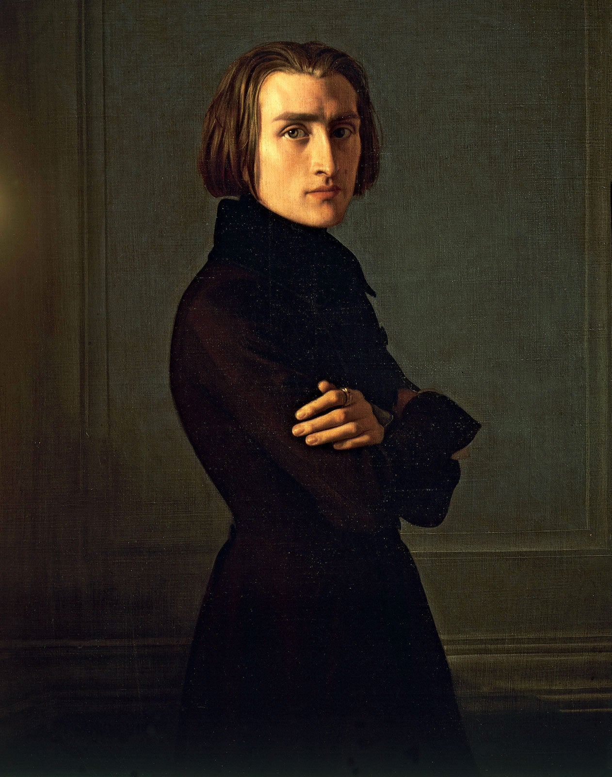 Portrait of the young Franz Liszt, vintage artwork by Henri Lehmann, A3 (16x12") Poster Print
