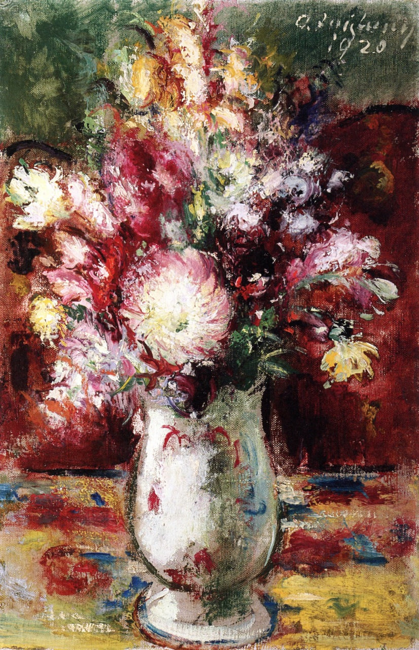Bouquet in a Bright Porcelain Vase, vintage artwork by Anton Faistauer, 12x8" (A4) Poster