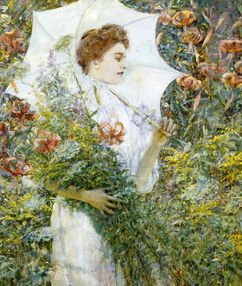 The White Parasol, vintage artwork by Robert Lewis Reid, 12x8" (A4) Poster