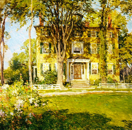 Captain Lord House, Kennebunkport, Maine, vintage artwork by Willard Leroy Metcalf, 12x8" (A4) Poster