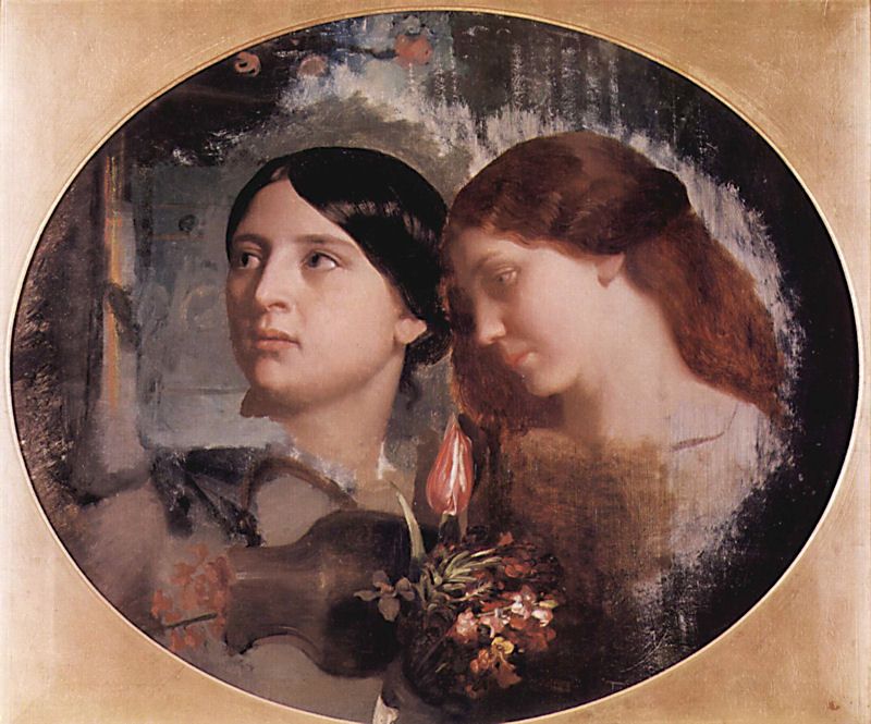 Two Women with a Bouquet of Flowers, vintage artwork by Charles Gleyre, A3 (16x12") Poster Print