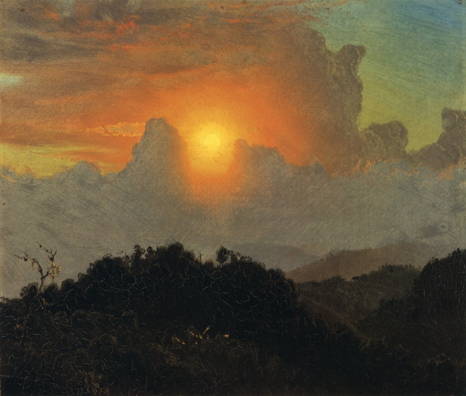Cloudy Skies, Sunset, Jamaica, vintage artwork by Frederic Edwin Church, 12x8" (A4) Poster
