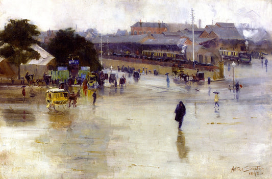 The Railway Station, Redfern, vintage artwork by Sir Arthur Streeton, 12x8" (A4) Poster