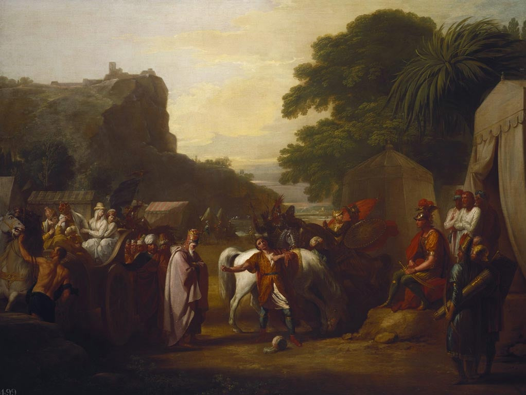 The Family of the King of Armenia Before Cyrus, vintage artwork by Benjamin West, 12x8" (A4) Poster