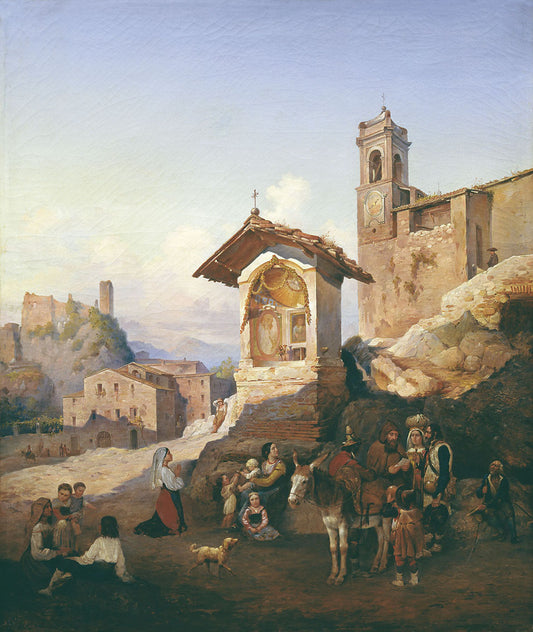 Street Scene in Italy, vintage artwork by Anton Ivanov, A3 (16x12") Poster Print
