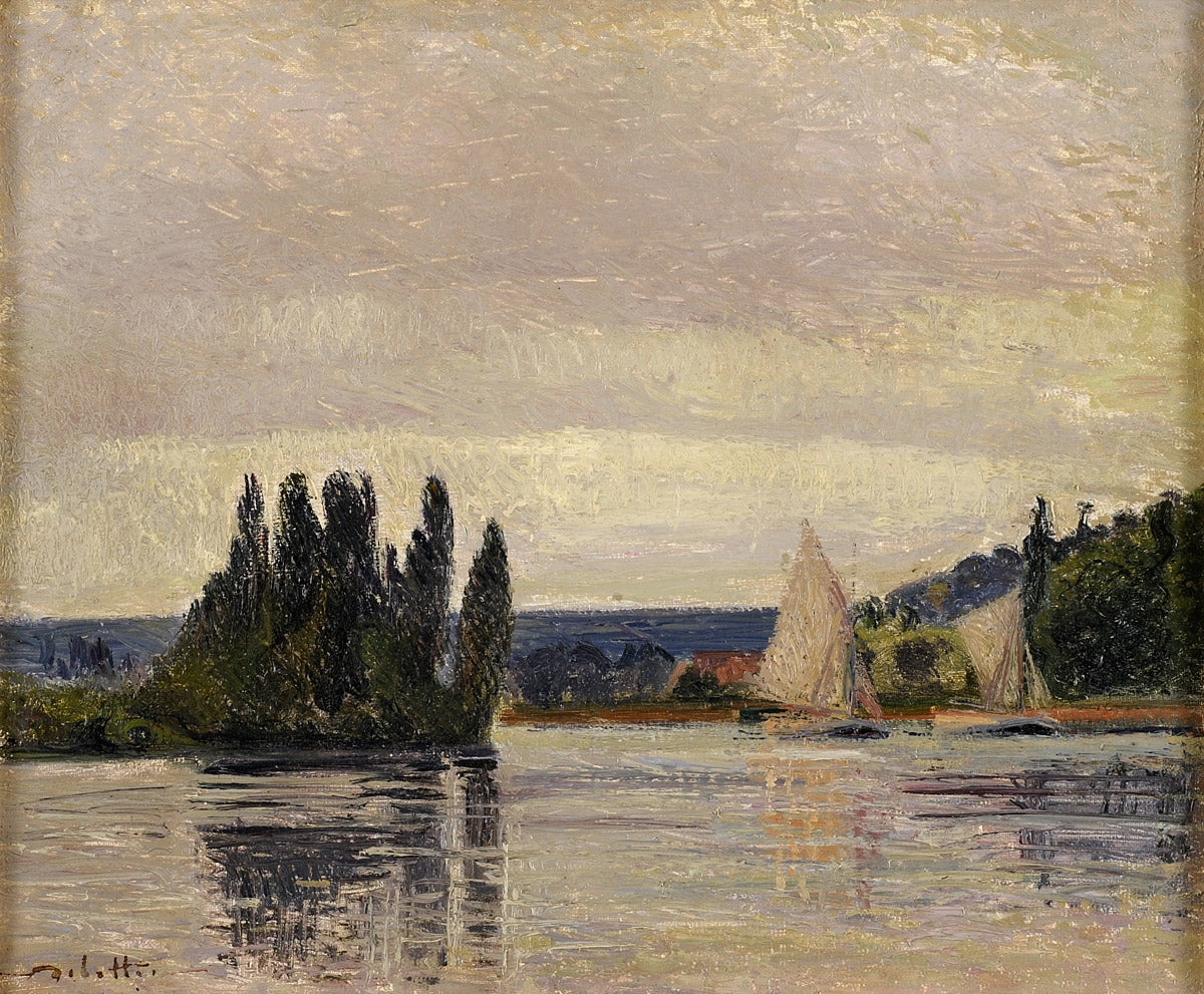 River landscape with sailing boats by Joseph Delattre,A3(16x12")Poster