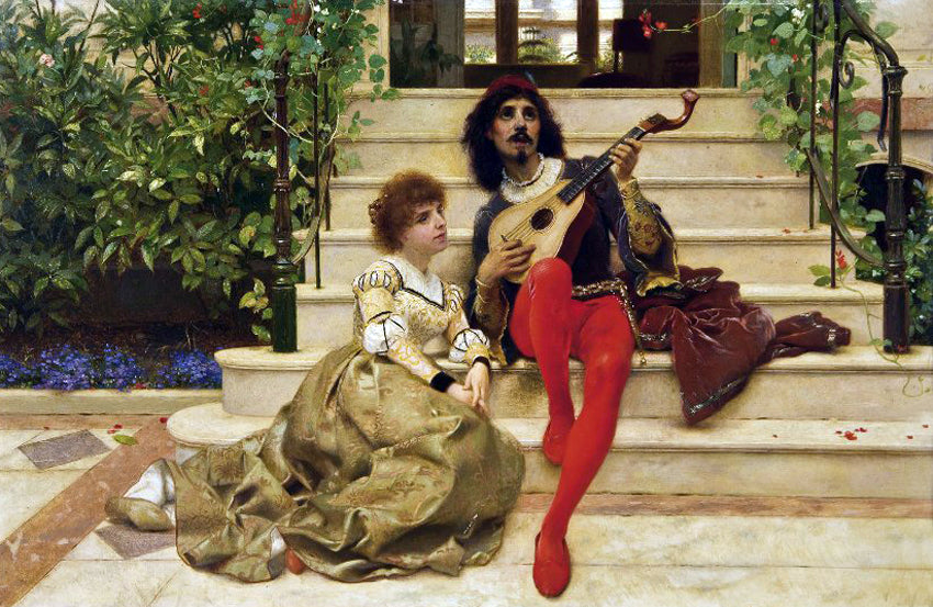 Der mandolinespieler, vintage artwork by Pierre Van der Ouderaa, 12x8" (A4) Poster