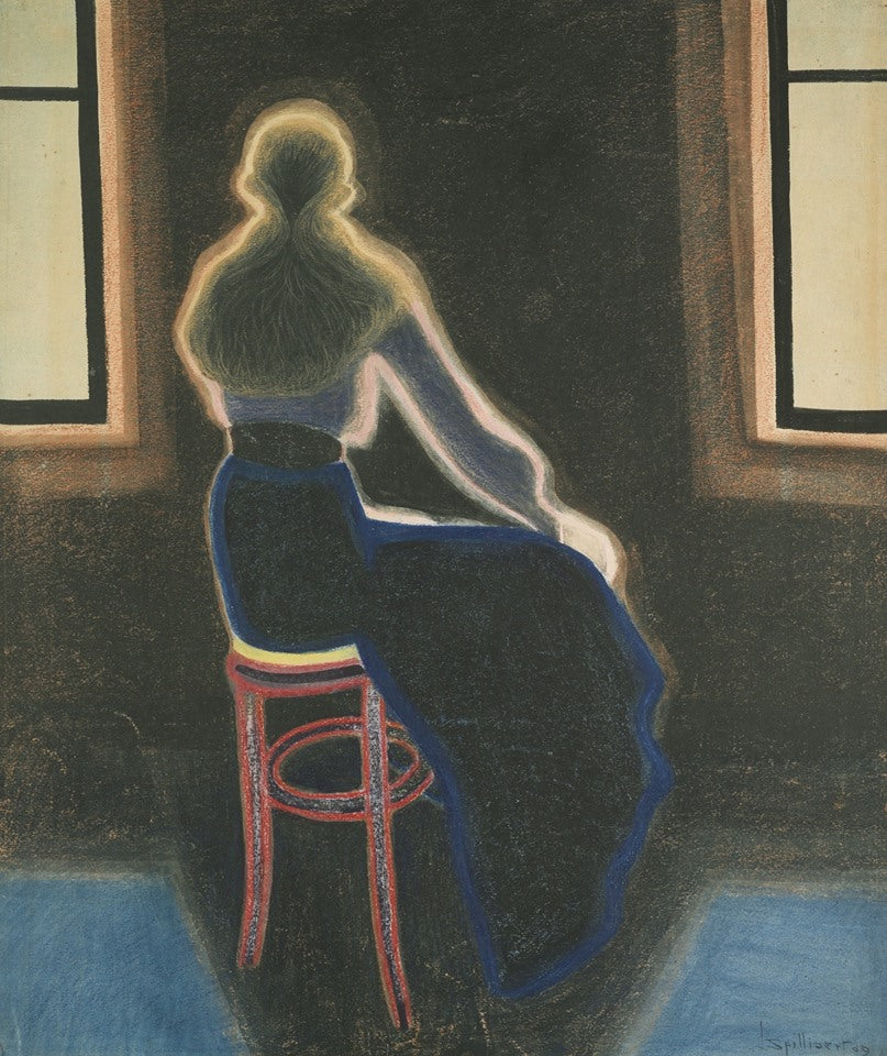 Jeune femme sur un tabouret, vintage artwork by Leon Spilliaert, 12x8" (A4) Poster