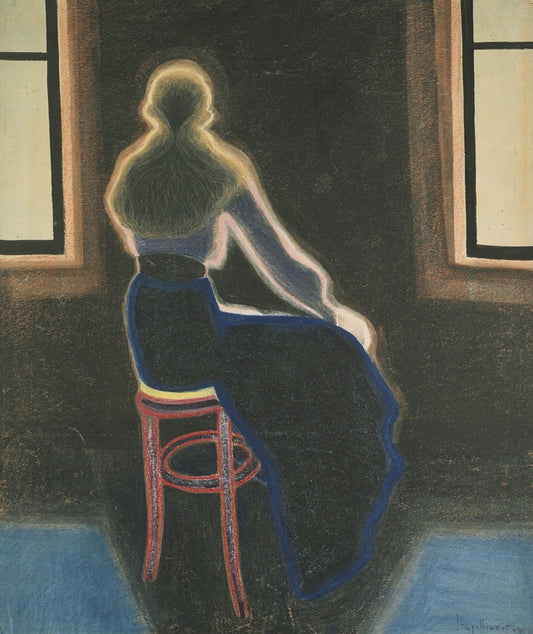 Jeune femme sur un tabouret, vintage artwork by Leon Spilliaert, 12x8" (A4) Poster