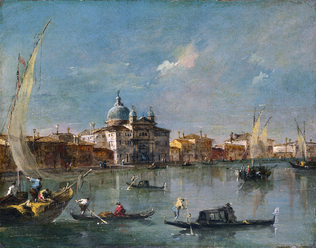 The Giudecca with the Zitelle, vintage artwork by Francesco Guardi, 12x8" (A4) Poster