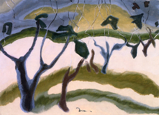 Electric Peach Orchard, vintage artwork by Arthur Dove, 12x8" (A4) Poster
