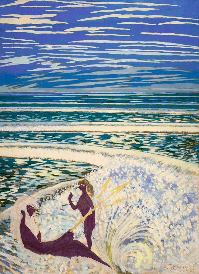 Neptune et Galathee, vintage artwork by Leon Spilliaert, 12x8" (A4) Poster