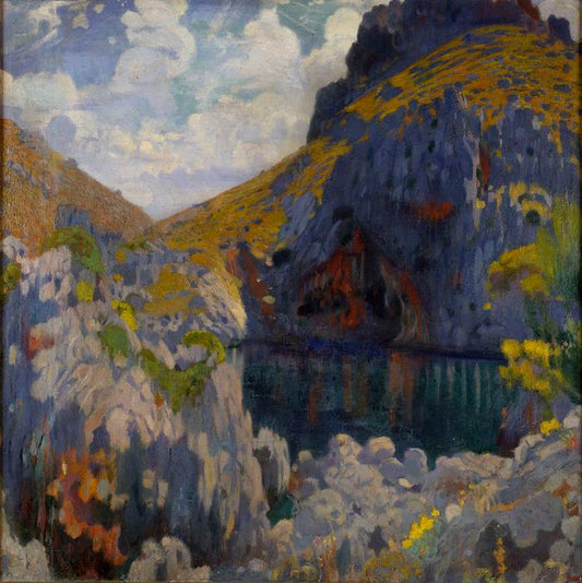 Gold and azure, vintage artwork by Joaquin Mir  Trinxet, 12x8" (A4) Poster