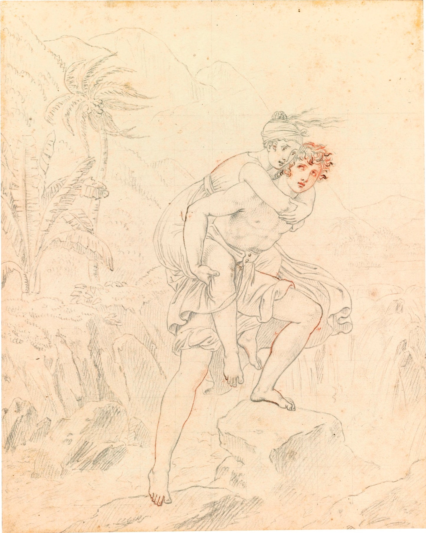 The Crossing of the Torrent, vintage artwork by Attributed to Anne-Louis Girodet de Roussy-Trioson, 12x8" (A4) Poster