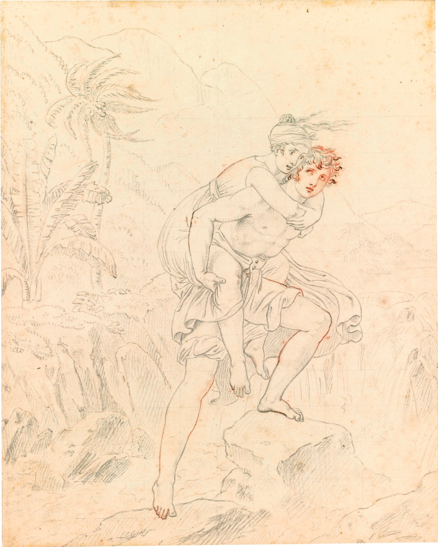 The Crossing of the Torrent, vintage artwork by Attributed to Anne-Louis Girodet de Roussy-Trioson, 12x8" (A4) Poster