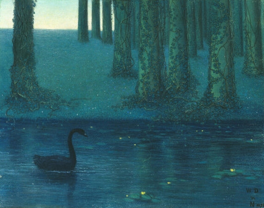 The Black Swan by William Degouve de Nuncques,A3(16x12")Poster