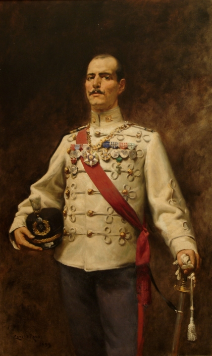 Portrait of Manuel Gomes da Costa, vintage artwork by Carlos Reis, 12x8" (A4) Poster