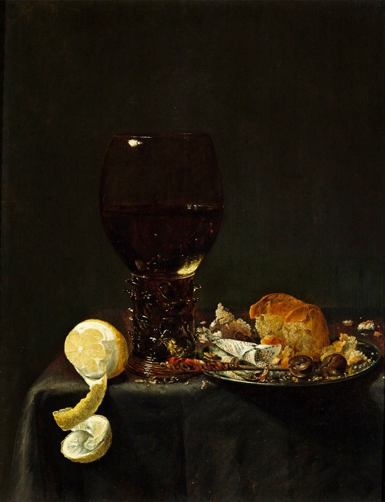 Still life with roemer, vintage artwork by Jan van de Velde III, 12x8" (A4) Poster