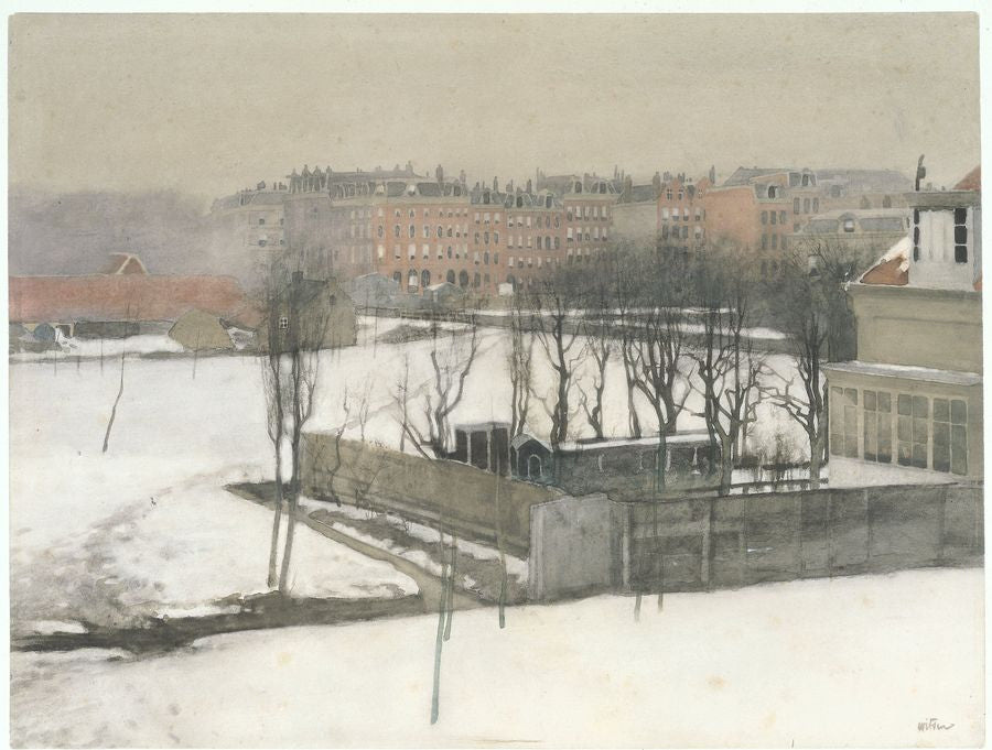 View of the Oosterpark in the snow by Willam Arnold Witsen,A3(16x12")Poster
