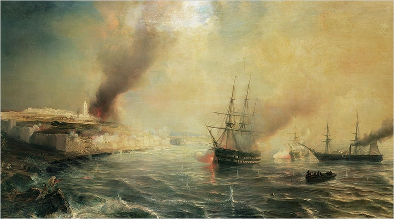 Bombardement of Sale, vintage artwork by Theodore Gudin, A3 (16x12") Poster Print