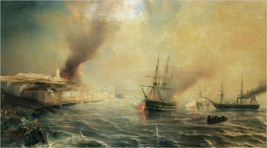 Bombardement of Sale, vintage artwork by Theodore Gudin, A3 (16x12") Poster Print
