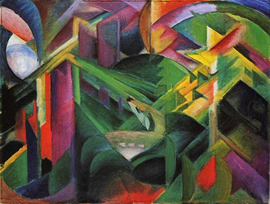Deer in a Monastery Garden, vintage artwork by Franz Marc, 12x8" (A4) Poster