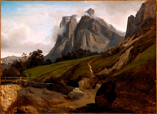 The Wetterhorn, Switzerland, vintage artwork by Theodore Caruelle d Aligny, A3 (16x12") Poster Print