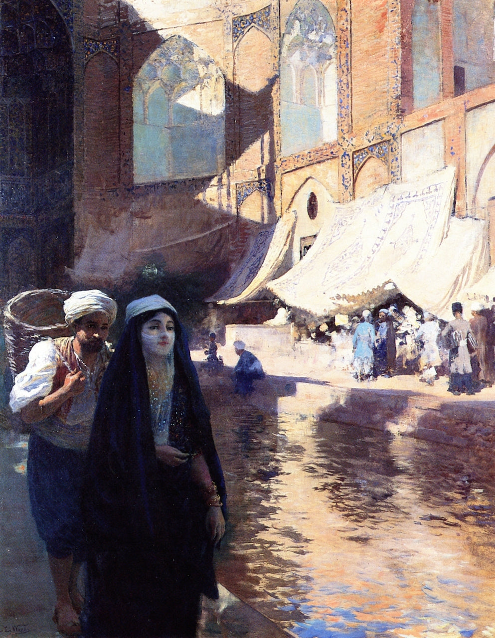 Entrance to the Grand Bazar at Ispahan, vintage artwork by Edwin Lord Weeks, 12x8" (A4) Poster
