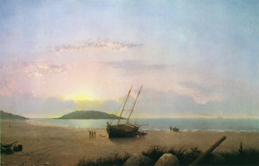 New England Coastal Scene - Cape Ann Beach, vintage artwork by Fitz Henry Lane, A3 (16x12") Poster Print